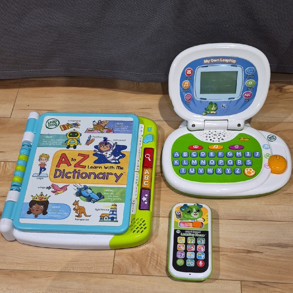 3 LeapFrog Toys (Kids Learning Laptop, A-Z Dictionary Set & Phone)